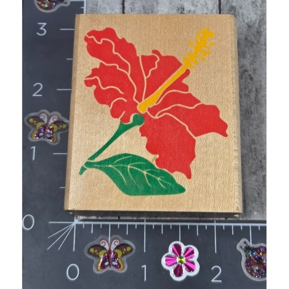 Rubber Stampede Tropical Hibiscus Flower 1996 Rubber Stamp Wood #i65
